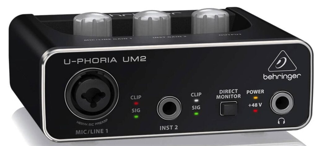 Behringer U-Phoria UM2 audio interface under $50