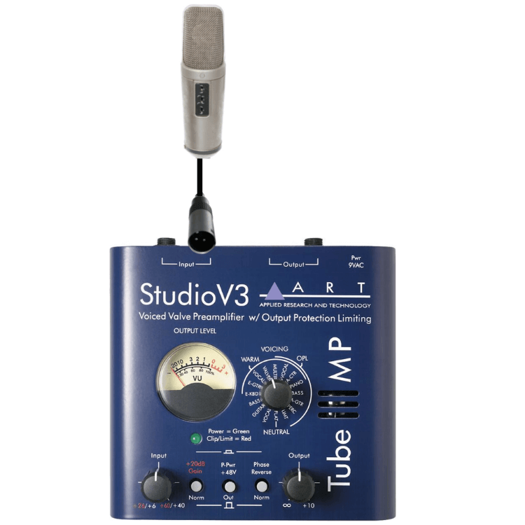 Condenser mic connected to a mic preamp