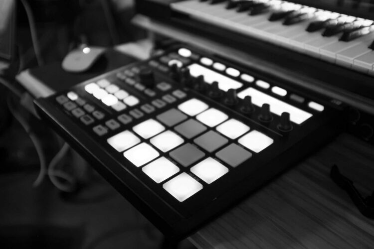 MIDI drum pad on a desk