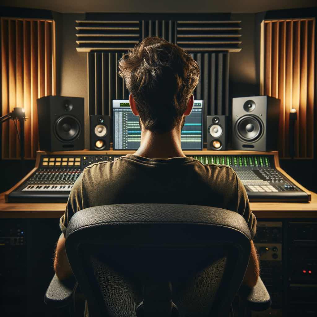 studio monitors in a home recording studio 